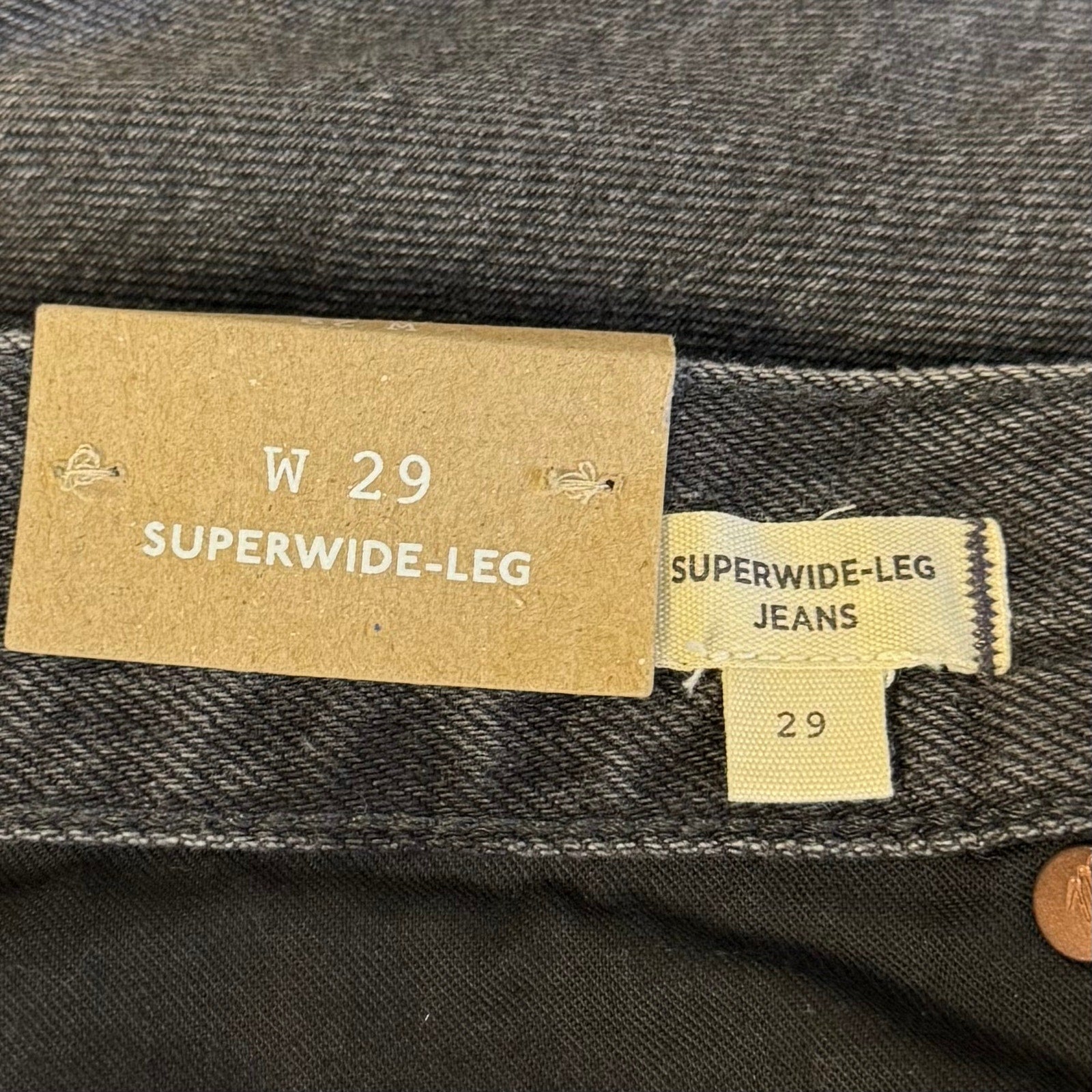 MADEWELL Women's Superwide-Leg Jeans Size 29 US 8 Black Kingswood Wash NR481 NWT