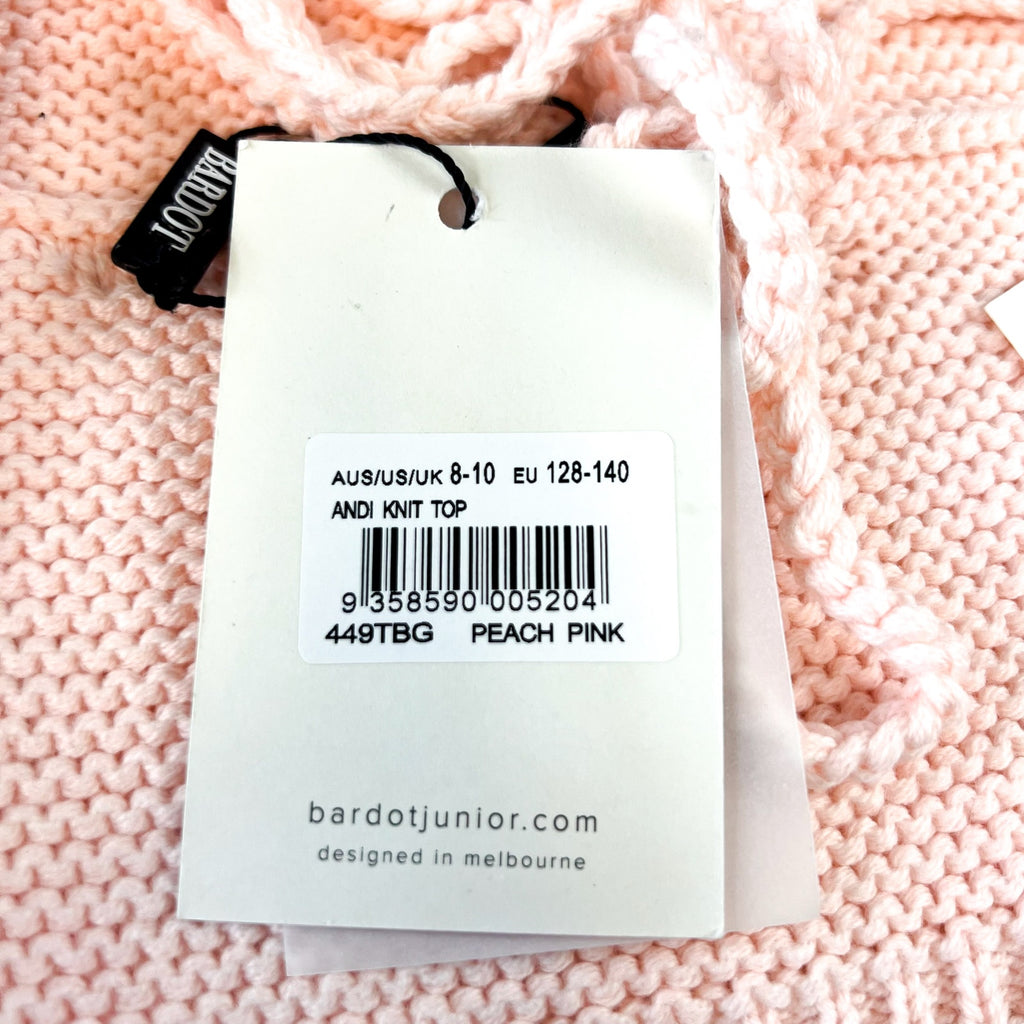 BARDOT JUNIOR Girls Andi Knit Tank Top Medium Size 8-10 Peach Pink Tie Back NWT