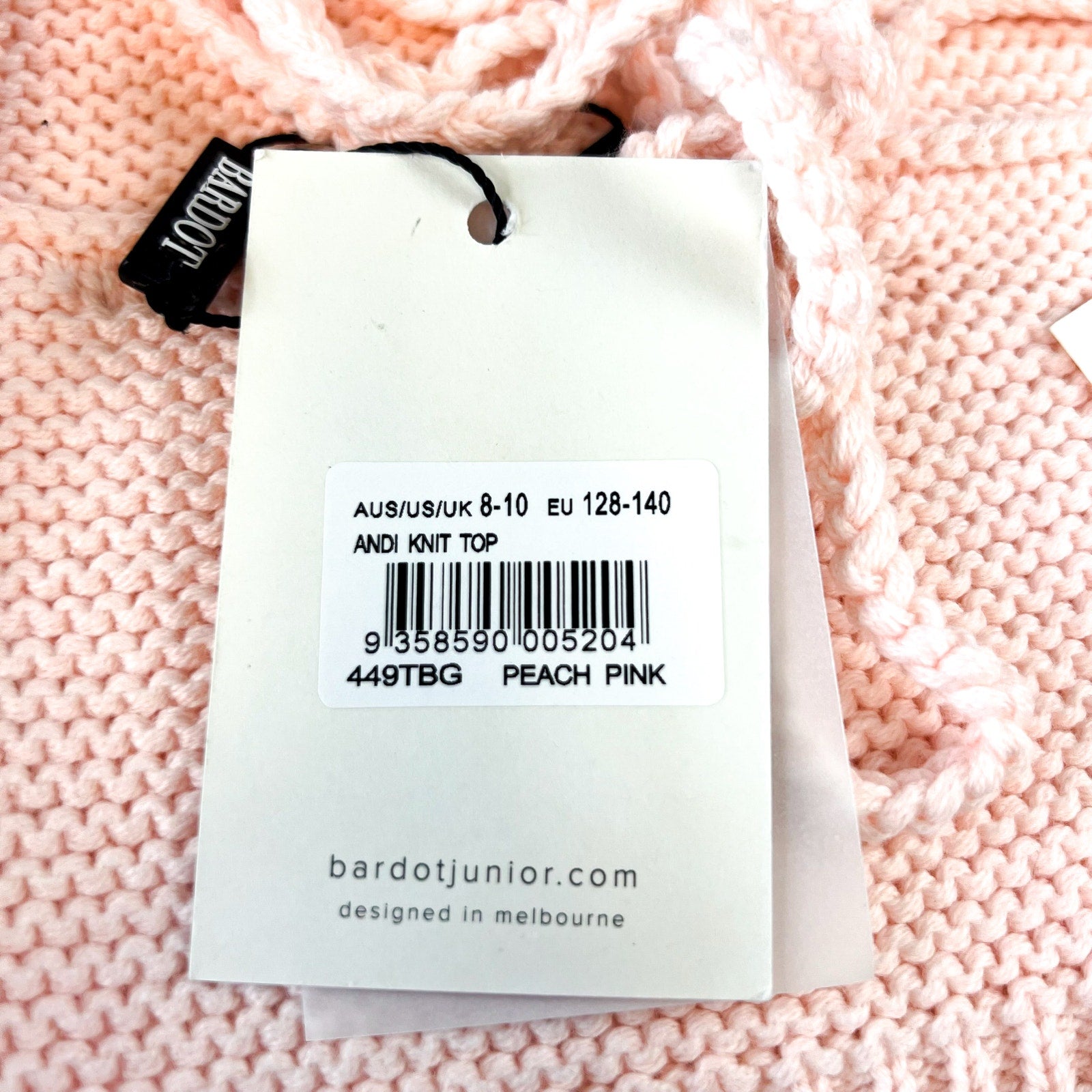 BARDOT JUNIOR Girls Andi Knit Tank Top Medium Size 8-10 Peach Pink Tie Back NWT