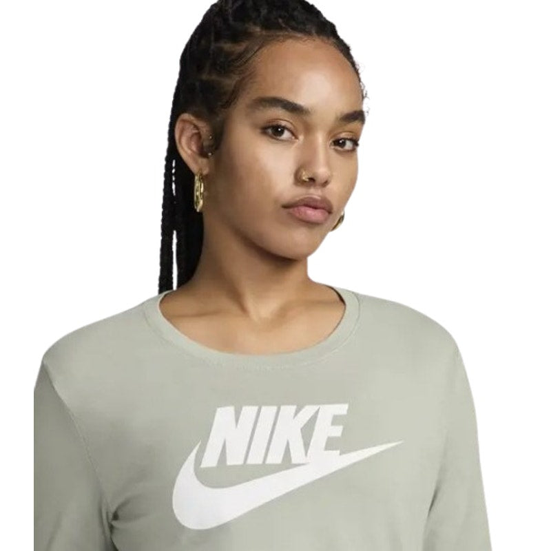 NIKE Women's Essentials Logo T-shirt XS Pale Green Long-Sleeve Crewneck NWT