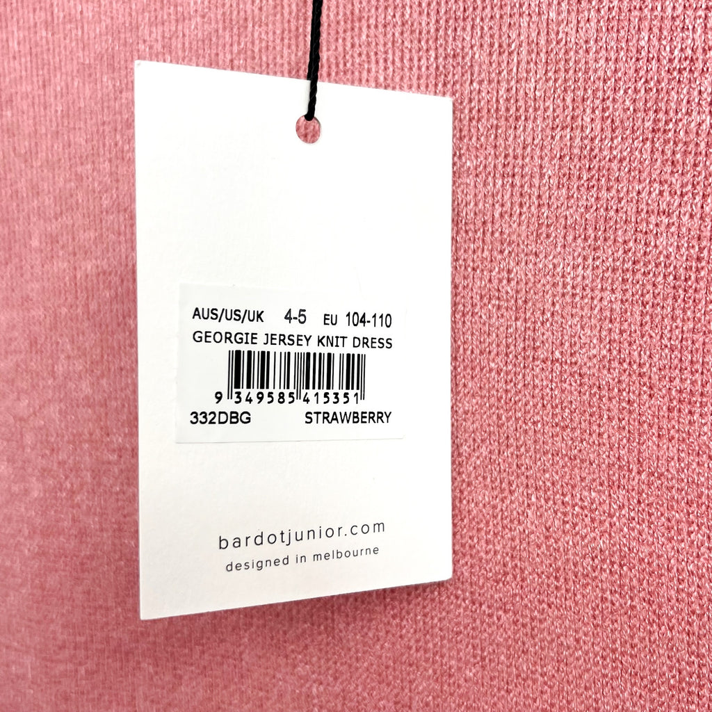 BARDOT JUNIOR Girl's Georgie Jersey Knit Dress XS Size 4-5 Pink Strawberry NWT