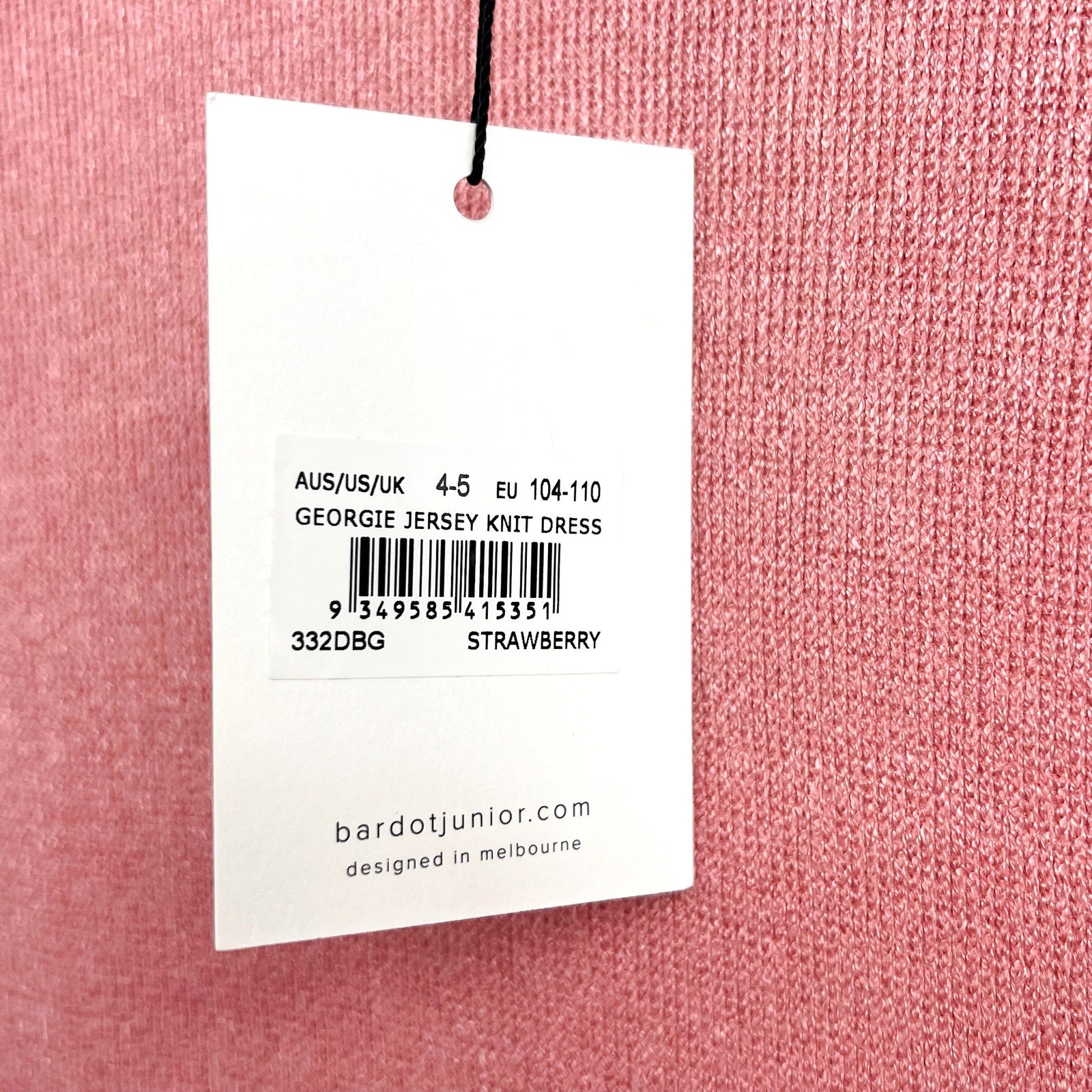 BARDOT JUNIOR Girl's Georgie Jersey Knit Dress XS Size 4-5 Pink Strawberry NWT