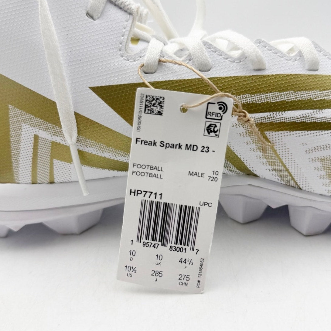 Adidas Men's Freak Spark MD 23 Football Cleats US 10.5 White Gold Athletic NWOB