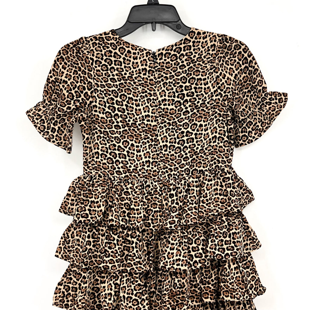 BARDOT Girl's Tia Rara Tiered Dress LARGE Size 16 Leopard Print Ruffle NWT