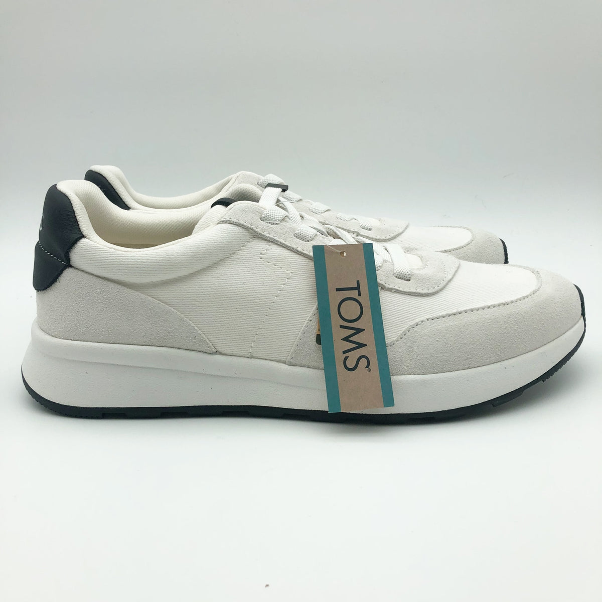 Toms Mens TRVL LITE Retro Runner Casual Sneaker Size 8 White Suede Twill NIB