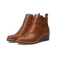 LIFESTRIDE Zinfandel Wedge Ankle Booties Size 11 Whiskey Brown Faux Leather NWOB
