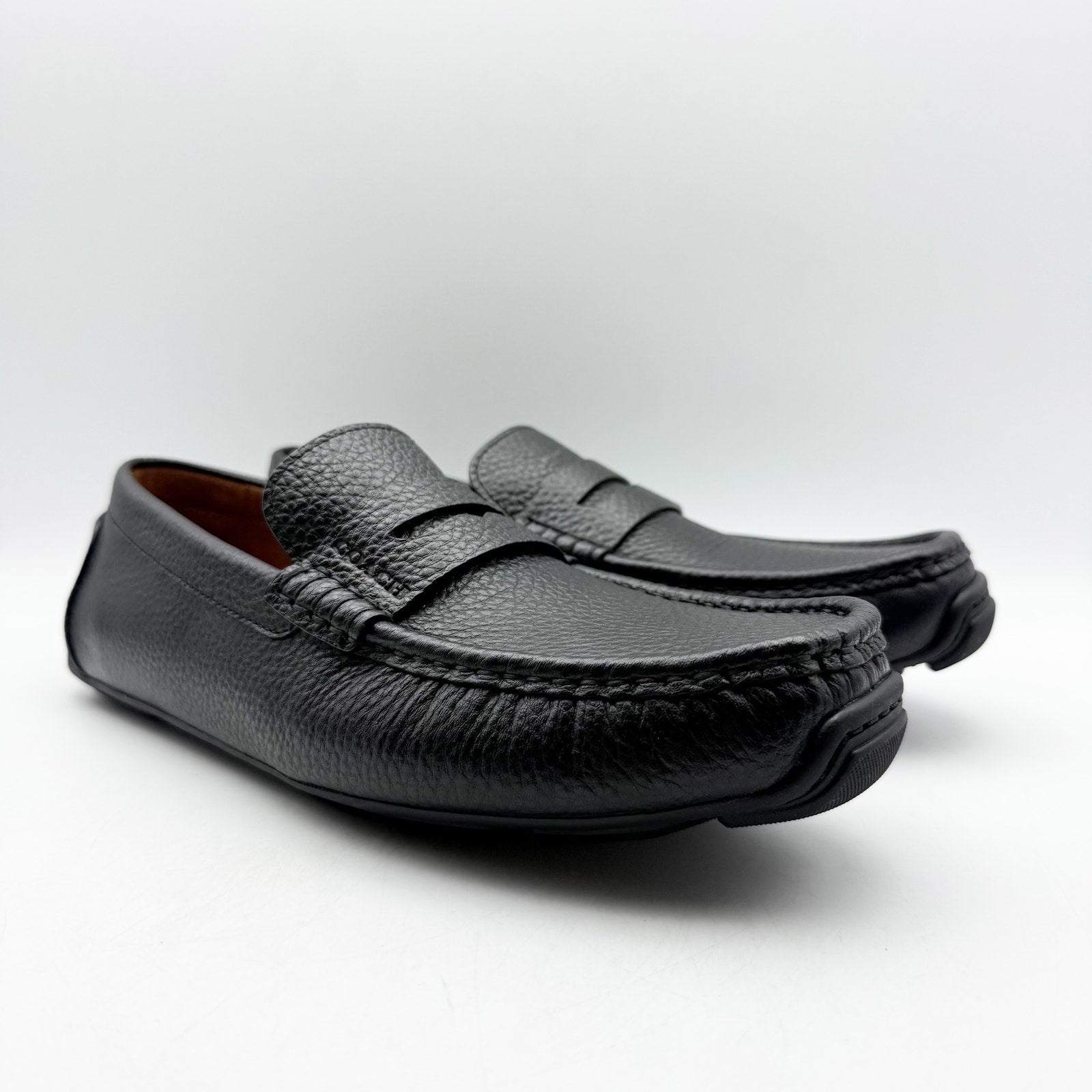 Coach Mens Luca Driver Loafer US 7.5 EU 40.5 Black Leather Slip On Round Toe NIB