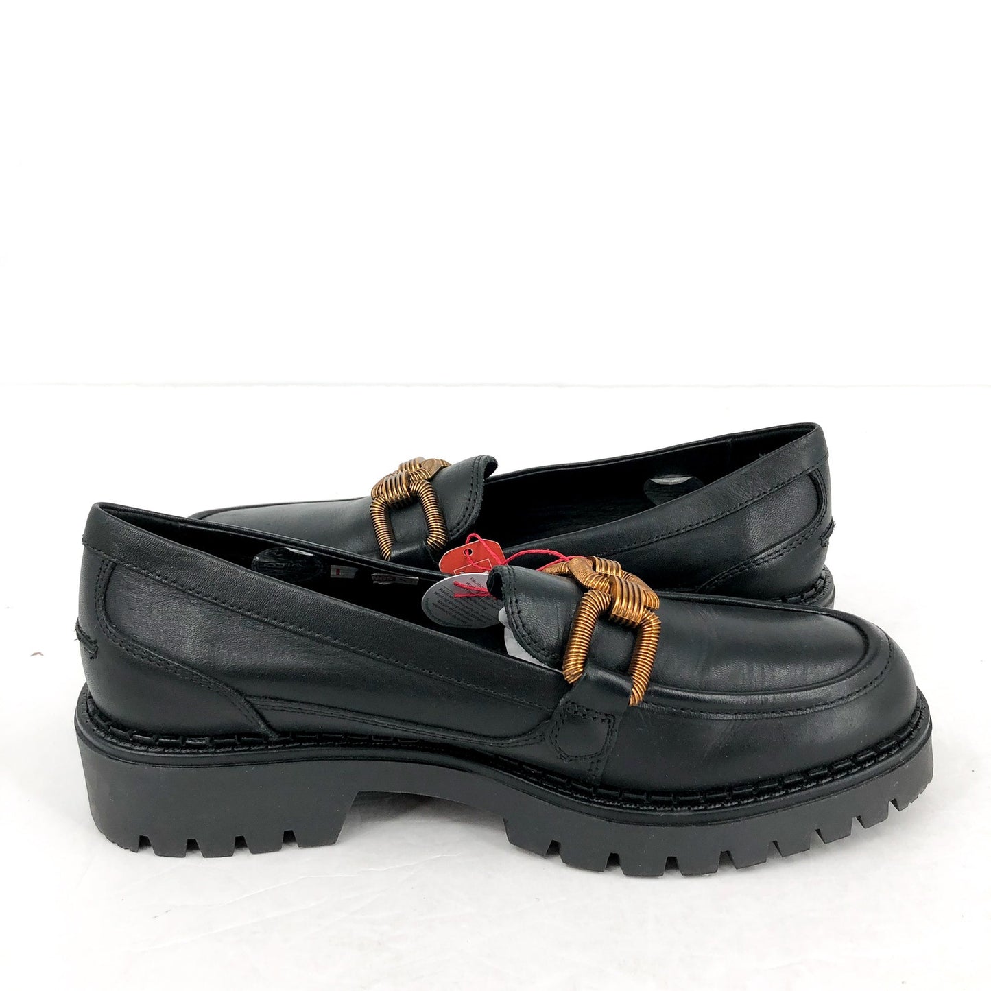 PIKOLINOS Women Aviles Platform Loafer EU 39 US 8.5 Black Leather Chain Link NIB