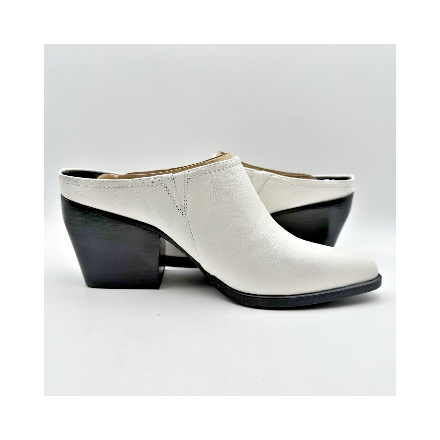 Naturalizer Womens Fairmont Mules US 12 M EU 43 White Leather Slip On NWOB