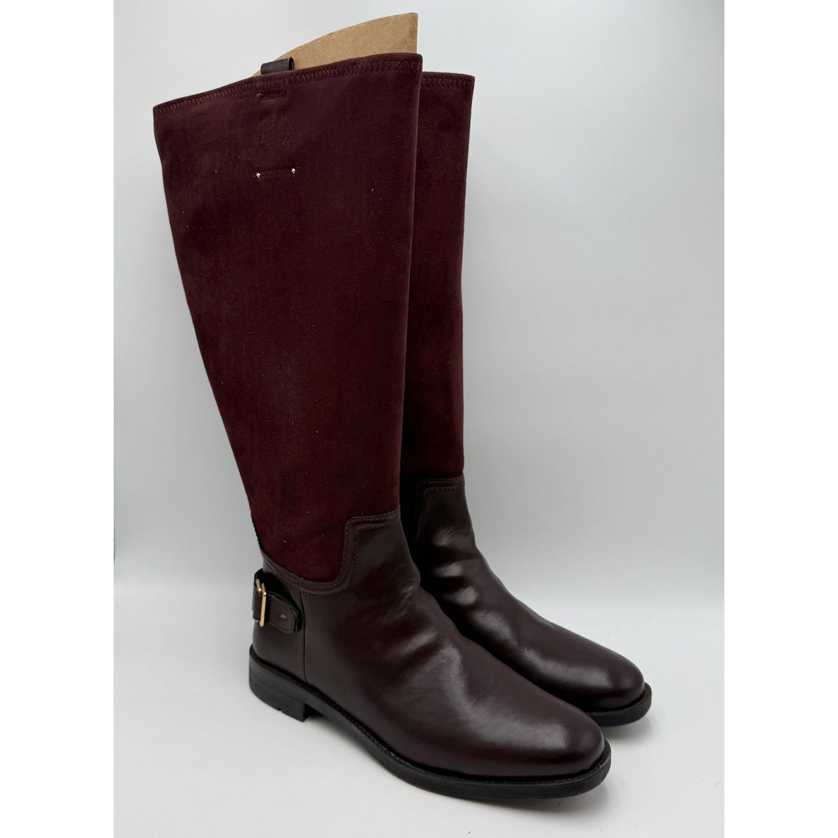 Franco Sarto Womens Merina Knee High Boots US 10 M WIDE CALF Burgundy Brown NWOB