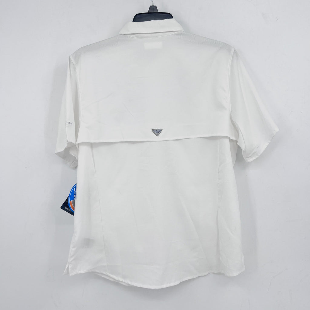 COLUMBIA Women's PFG Tamiami II Shirt Large White Short Sleeve UPF 40+ NWT