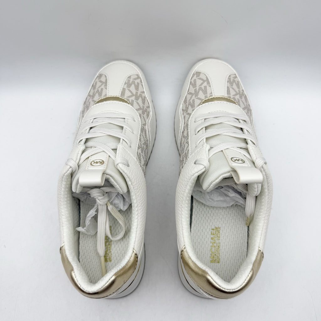 Michael Kors Womens Raina Casual Sneaker US 6 M White Vanilla Gold Trainer NIB