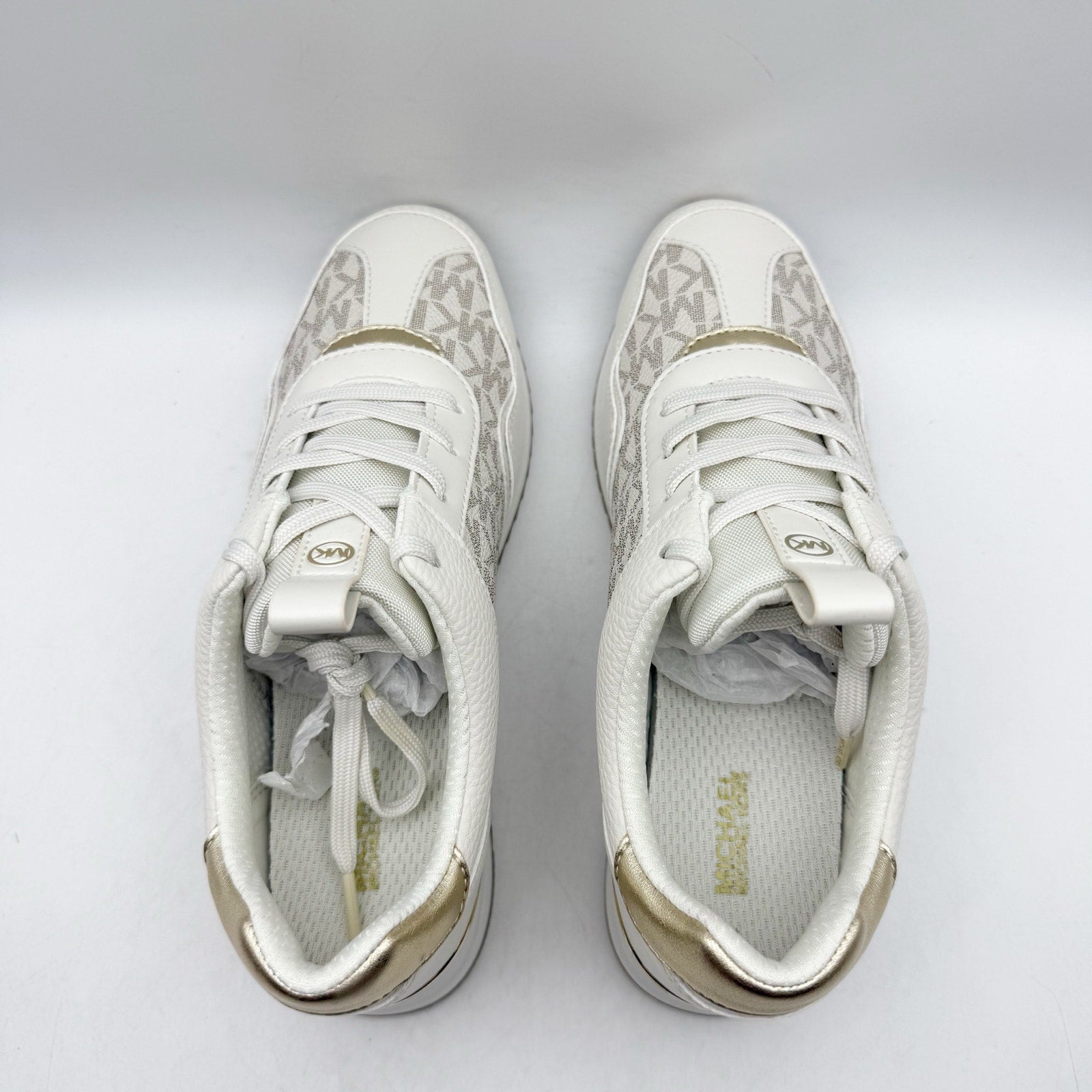Michael Kors Womens Raina Casual Sneaker US 6 M White Vanilla Gold Trainer NIB