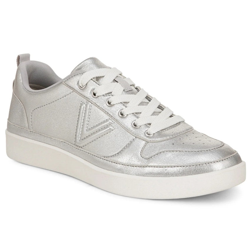 Vionic Womens Elise Casual Sneakers US 8.5 EU 39 Silver Leather NIB