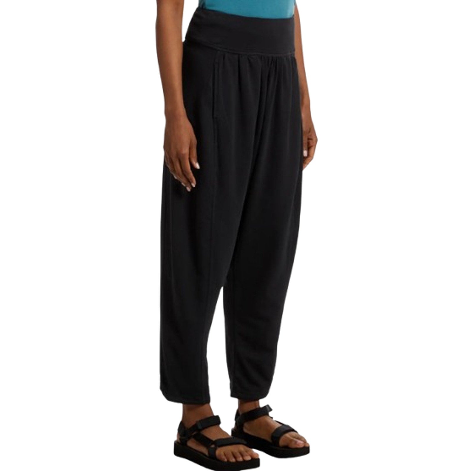 PRANA Mindful Movement Harem Pants Large Black Casual Ankle Pull On Knit NWT