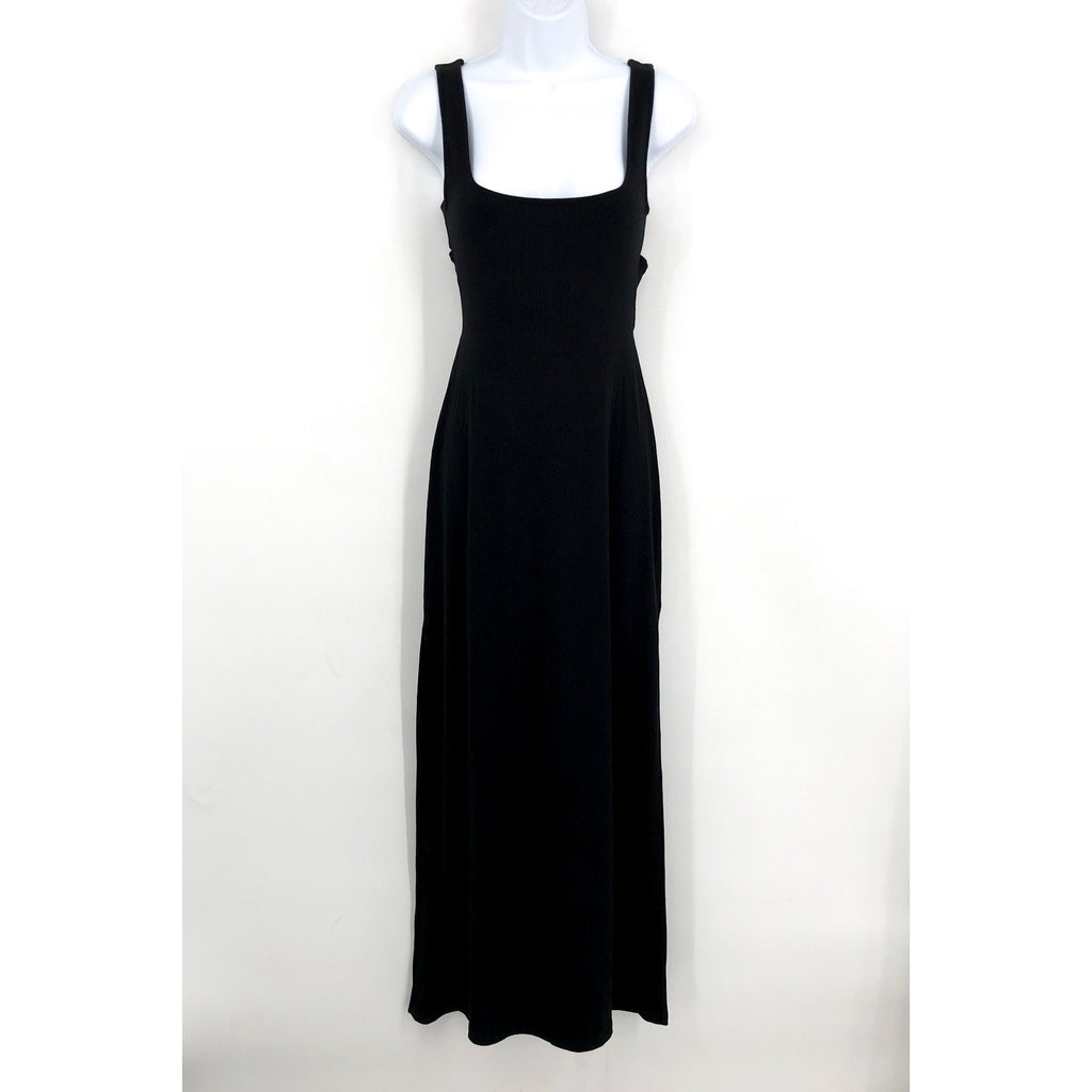 L*SPACE Women's Mara Cutout Maxi Dress Medium Black Square Neck NWT