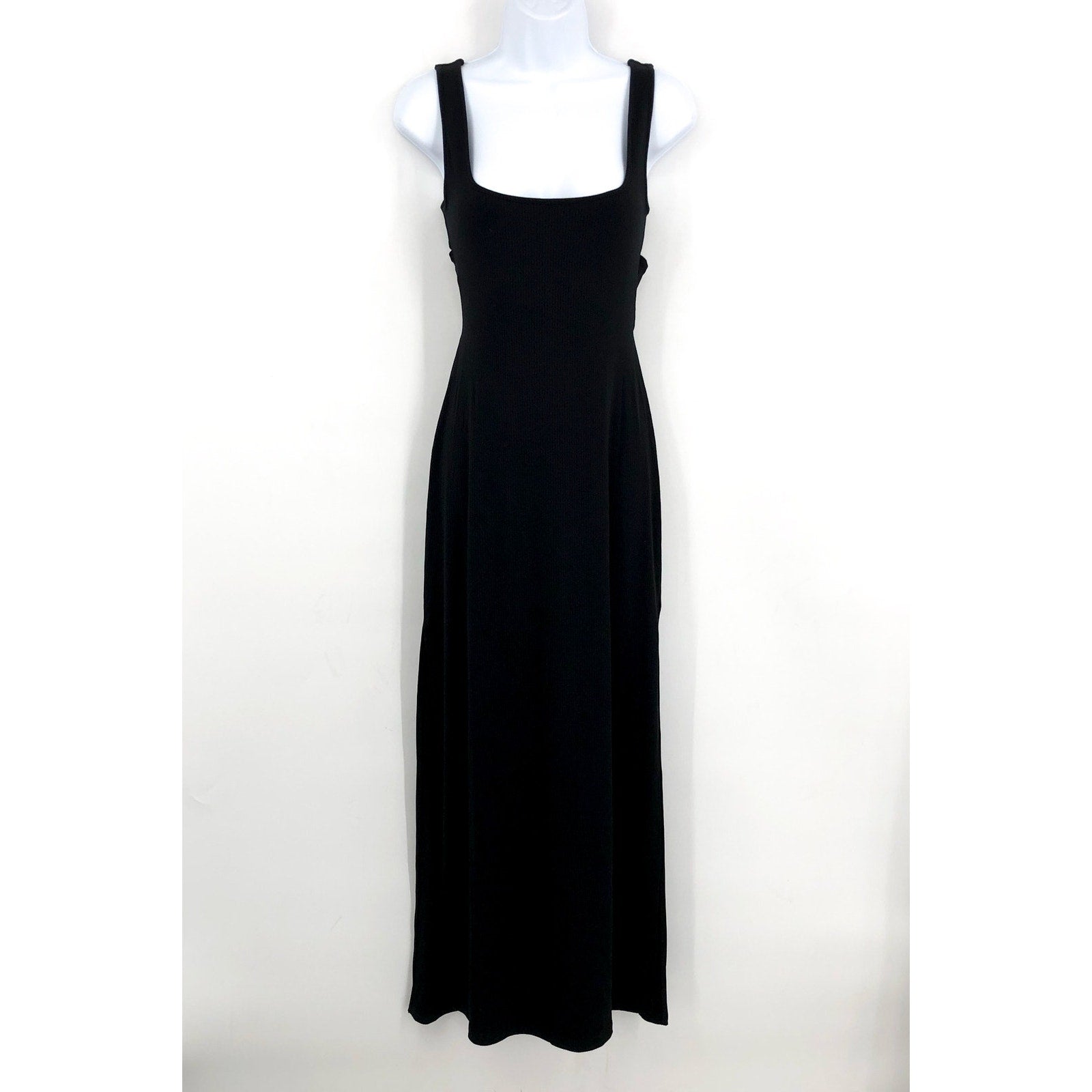 L*SPACE Women's Mara Cutout Maxi Dress Medium Black Square Neck NWT