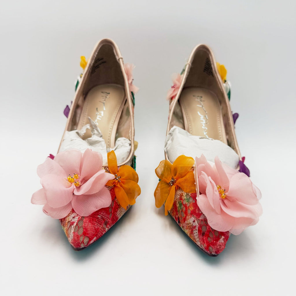 Betsey Johnson Womens Kaley Flower Pumps Size 6 Pink Nude Floral NWOB