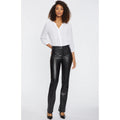 NYDJ SculptHer Marilyn Faux Leather Pants Size 2 Black Straight Leg NWT