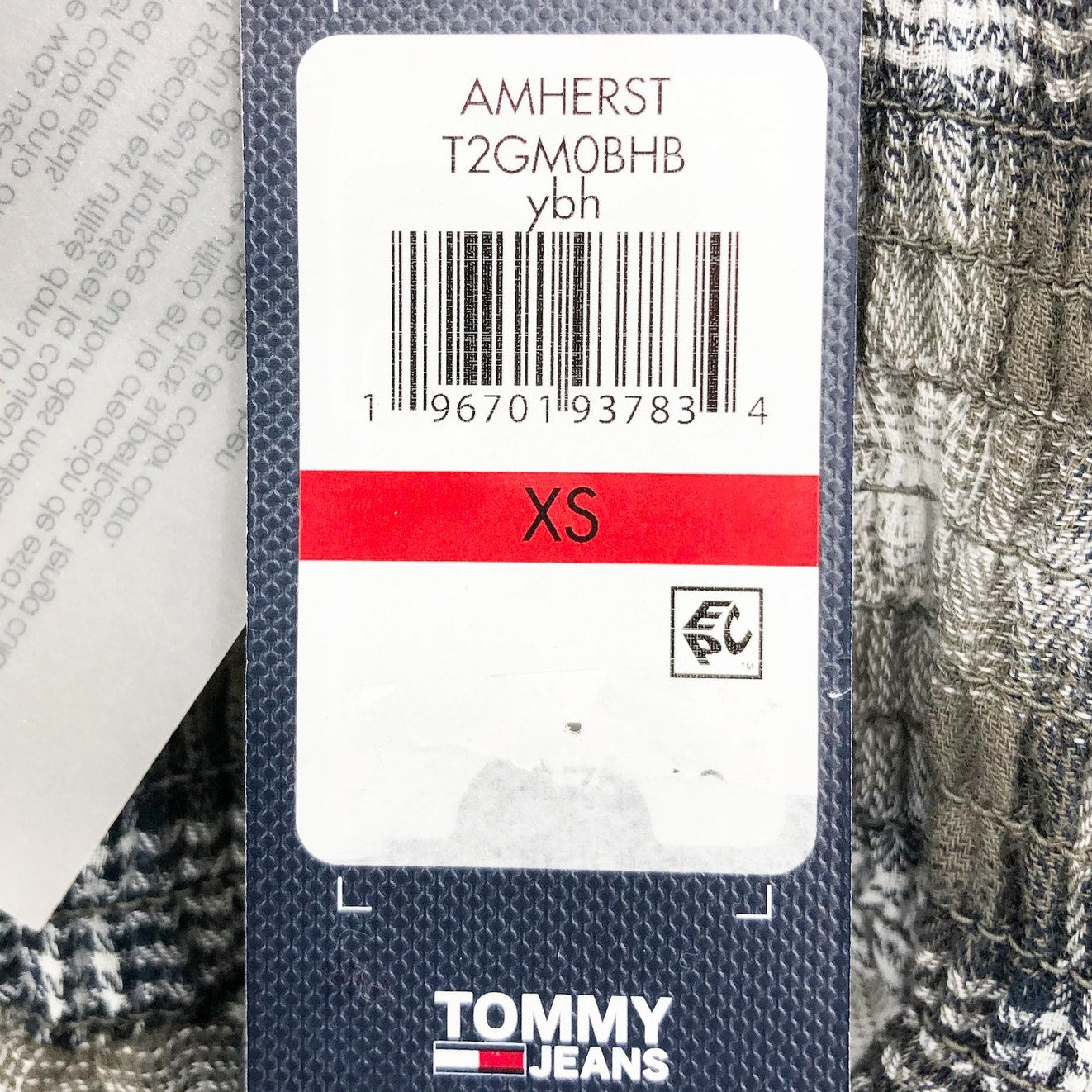 TOMMY JEANS Women's Plaid Peplum Top XS Green Thyme 3/4 Sleeve NWT