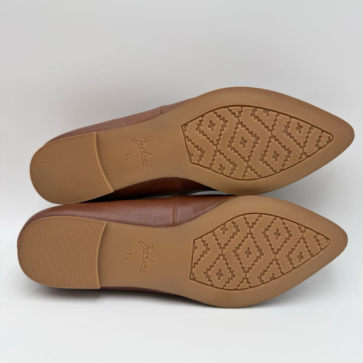Zodiac Womens Hill Ballet Flats Size 7.5 M EU 38 Cognac Brown Leather NIB