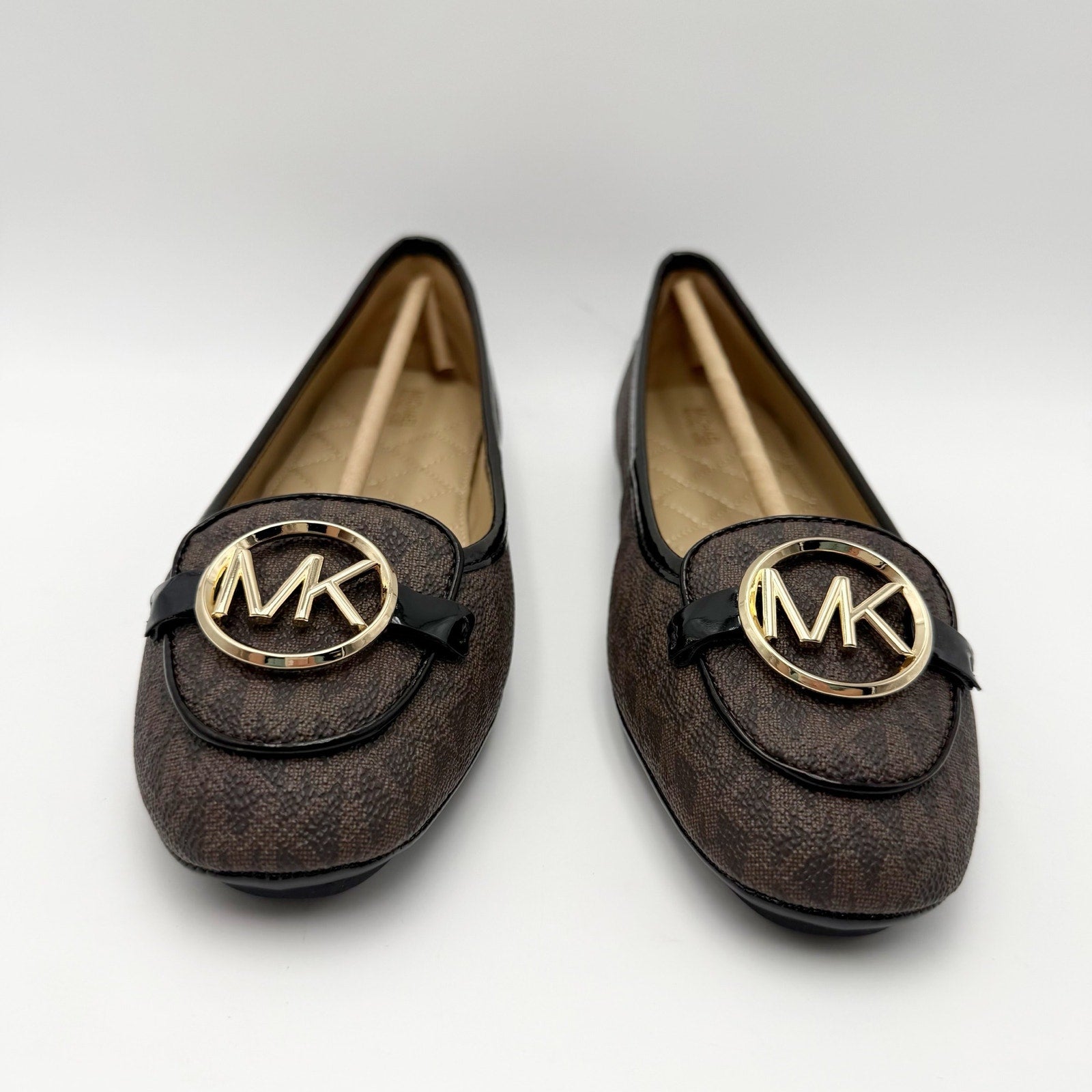 Michael Kors Womens Lillie Moc Flats US 9 Brown MK Logo NIB
