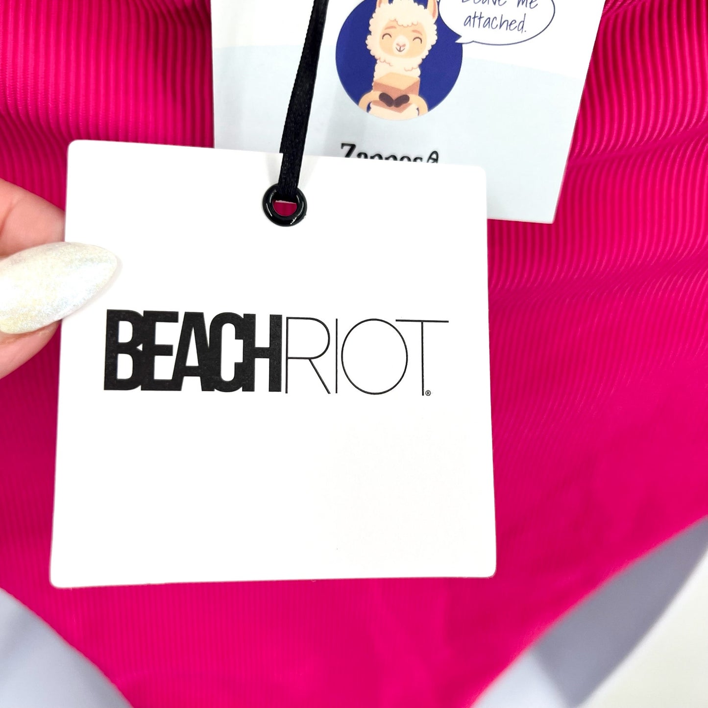 BEACH RIOT Jessa Bandeau One Piece Swimsuit Medium Pink Raspberry Colorblock NWT