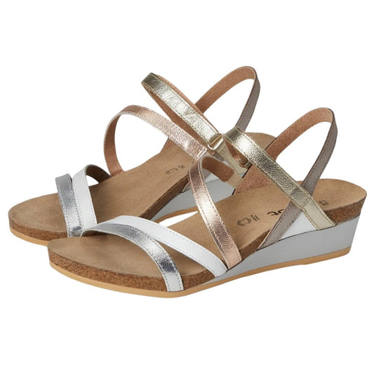 Naot Womens Hero Wedge Sandal US 11 EU 42 Silver Hook Loop Closure Leather NWOB