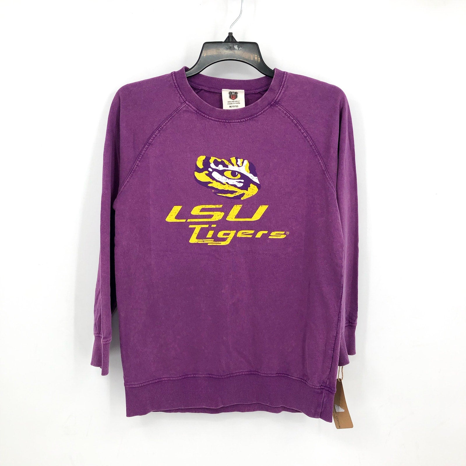 WES & WILLY Girls LSU Tigers Crewneck Sweatshirt Medium Purple Plum NWT BWLST