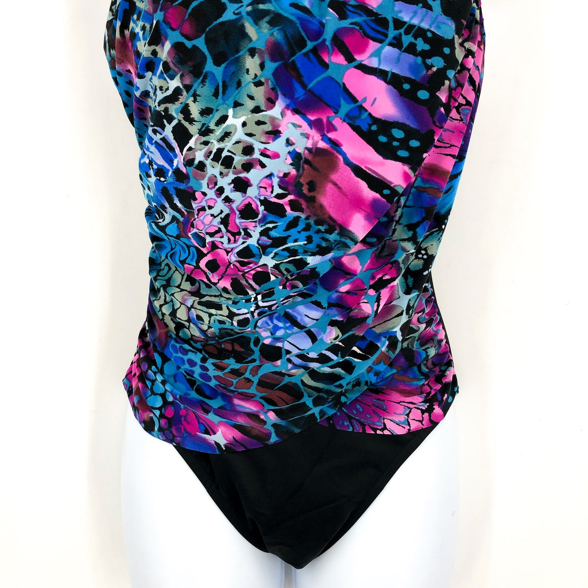 MAGICSUIT Lisa One Piece Swimsuit Size 8 Blue Black Social Butterfly NWT