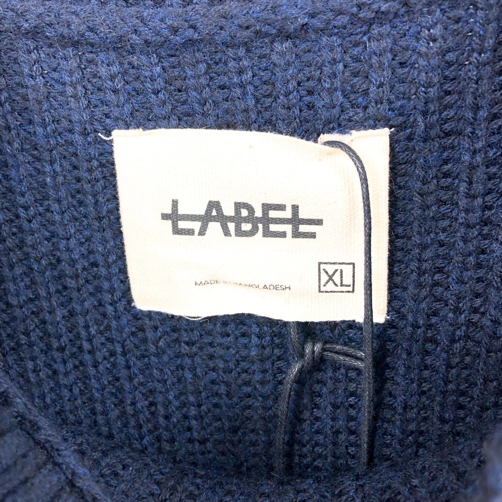 LABEL Men's Go-To Sweater Size XL Navy Blue Light Grey Crewneck Merino Wool NWT