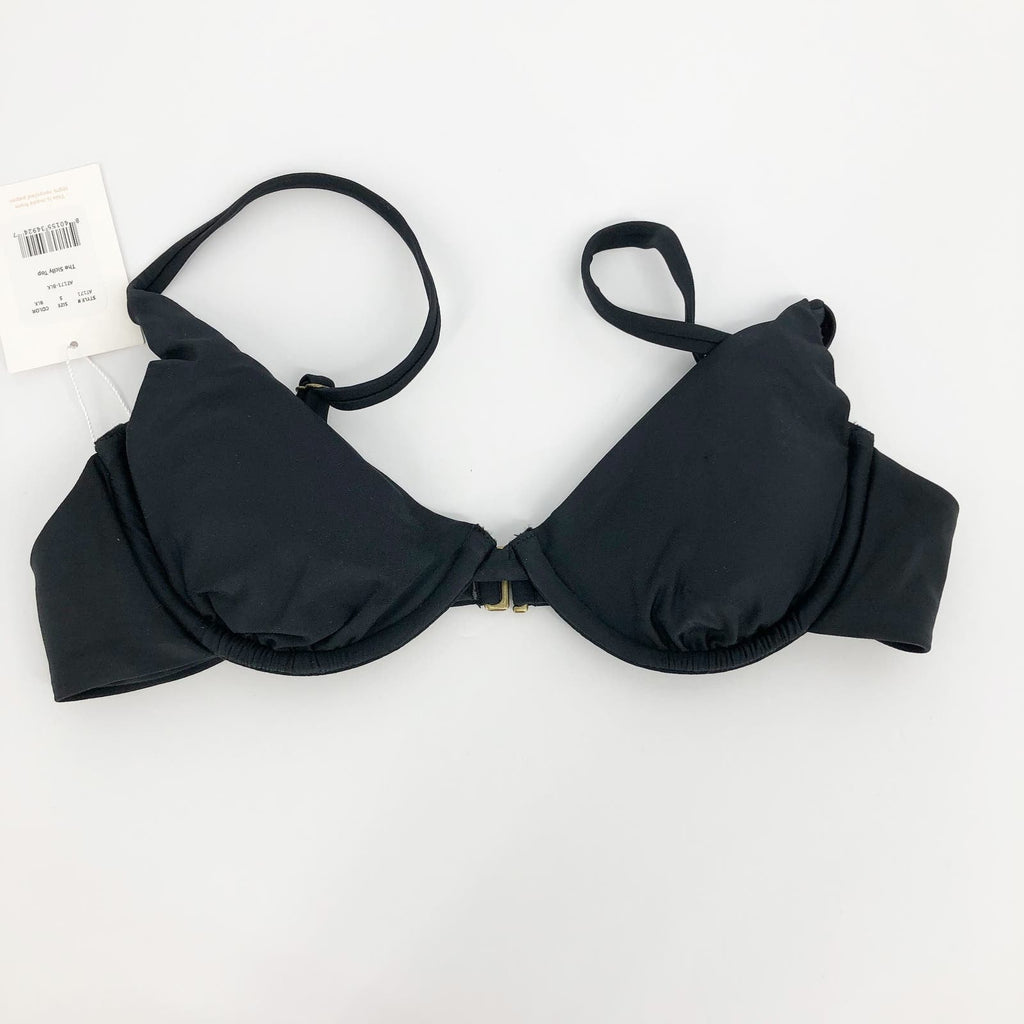 ANDIE SWIM Women's The Sicily Bikini Top Small Black Underwired Stretch Swim NWT