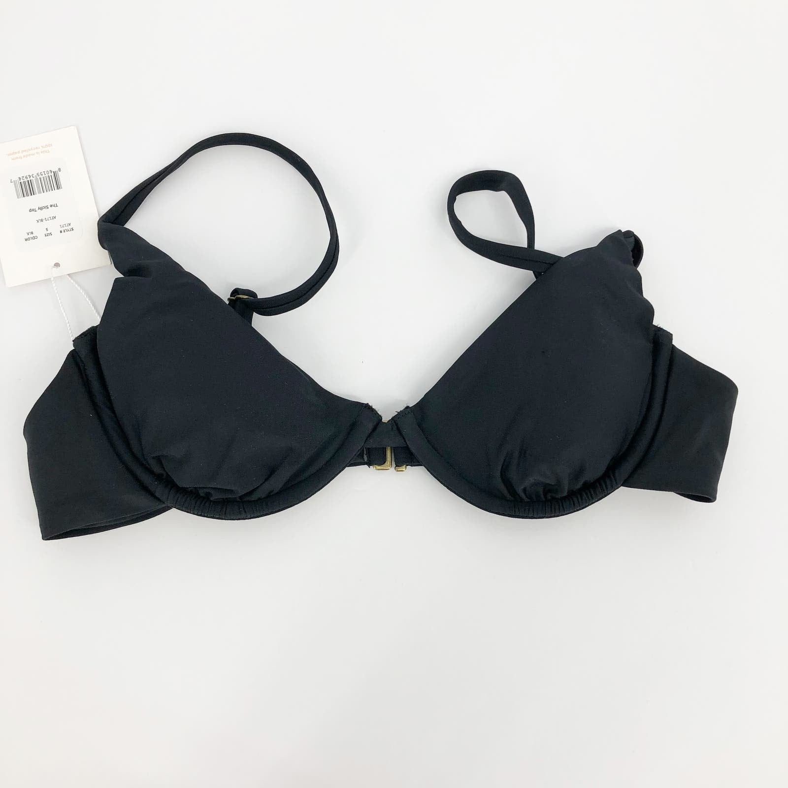 ANDIE SWIM Women's The Sicily Bikini Top Small Black Underwired Stretch Swim NWT