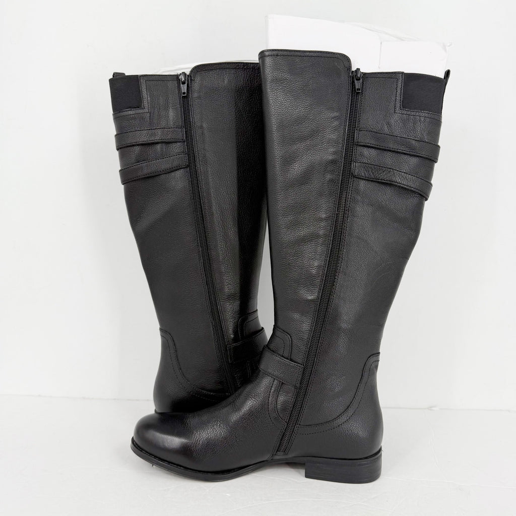 Naturalizer Womens Jessie Knee High Boots Size 8.5 WIDE Black Leather NWOB