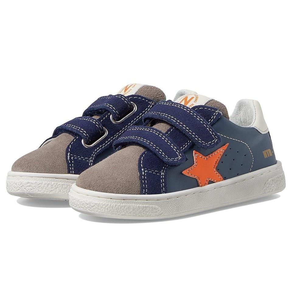 Naturino Boys Pinn VL Hook and Loop Sneakers Size 1.5 EU 32 Gray Navy Blue NIB