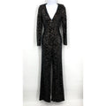 DRESS THE POPULATION Carson Sequin Leopard Jumpsuit XS Black Long Sleeve NWOT