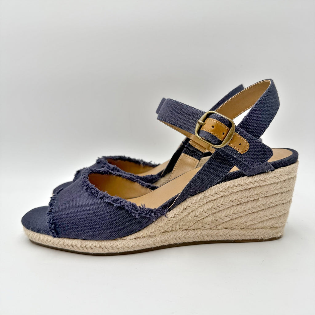 Lucky Brand Womens Mindra Espadrille Wedge Sandals Size 10 Wide Indigo Blue NIB