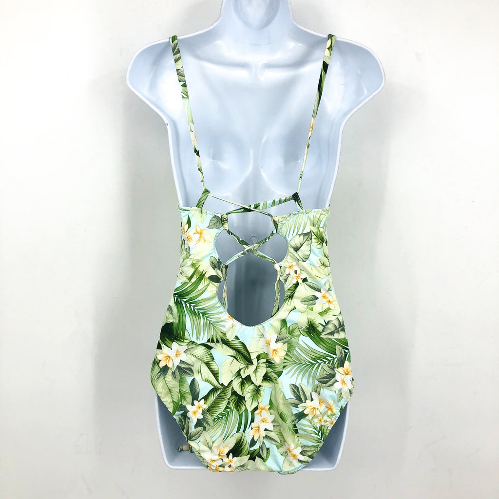 TOMMY BAHAMA Paradise Frond Reversible One-Piece Swimsuit Size 4 Green White NWT