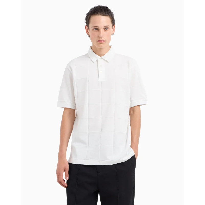 ARMANI EXCHANGE Men's Jacquard Short Sleeve Polo Shirt Large White 1116 NWT