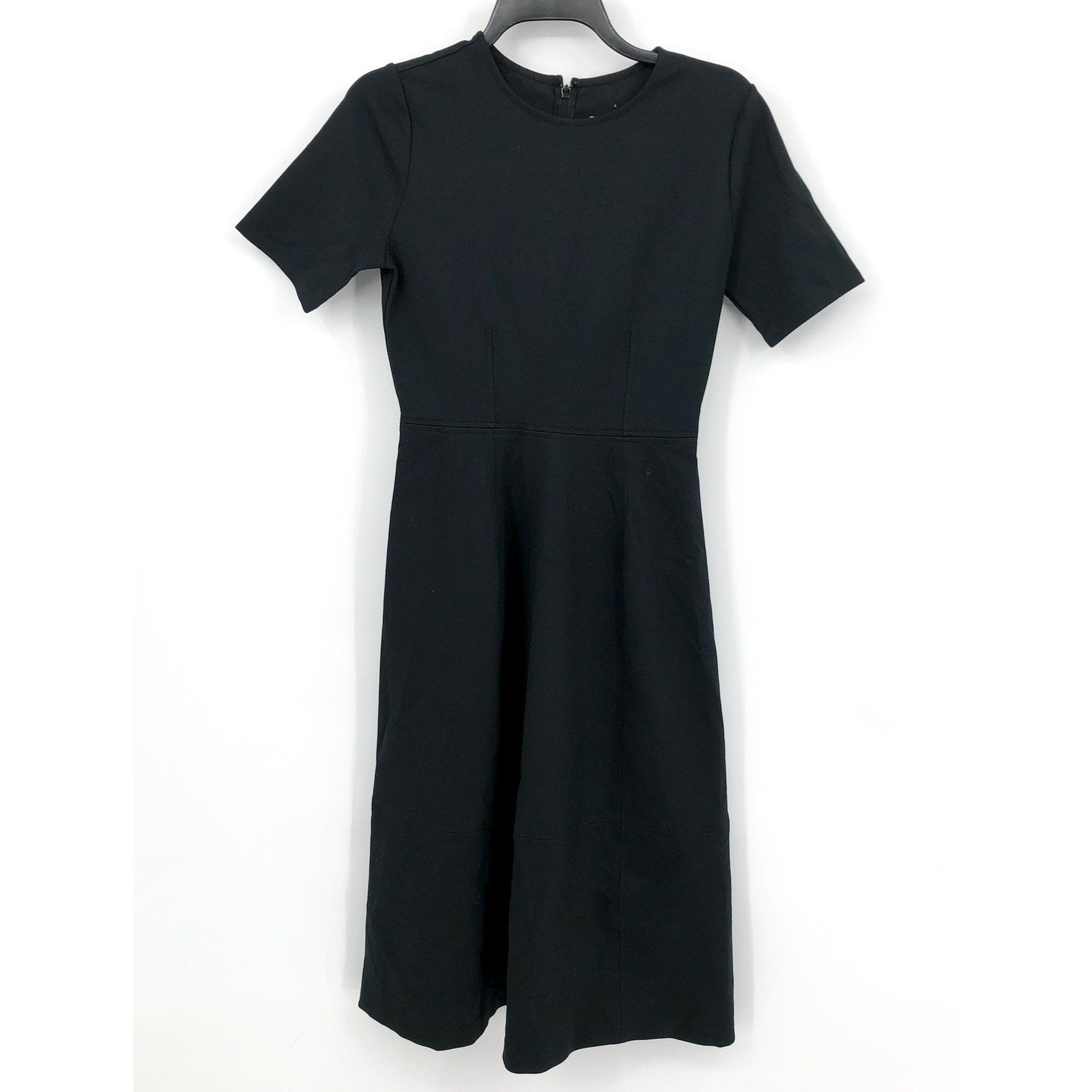 EVERLANE Women's The Dream Short-Sleeve Bell Dress Medium Black Midi NWT