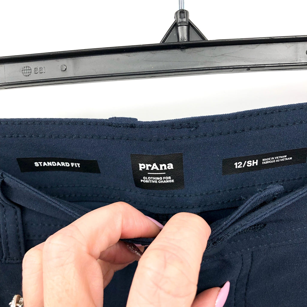 PRANA Women's Halle Pants II Size 12 Short Nautical Blue Water Repellent NWT