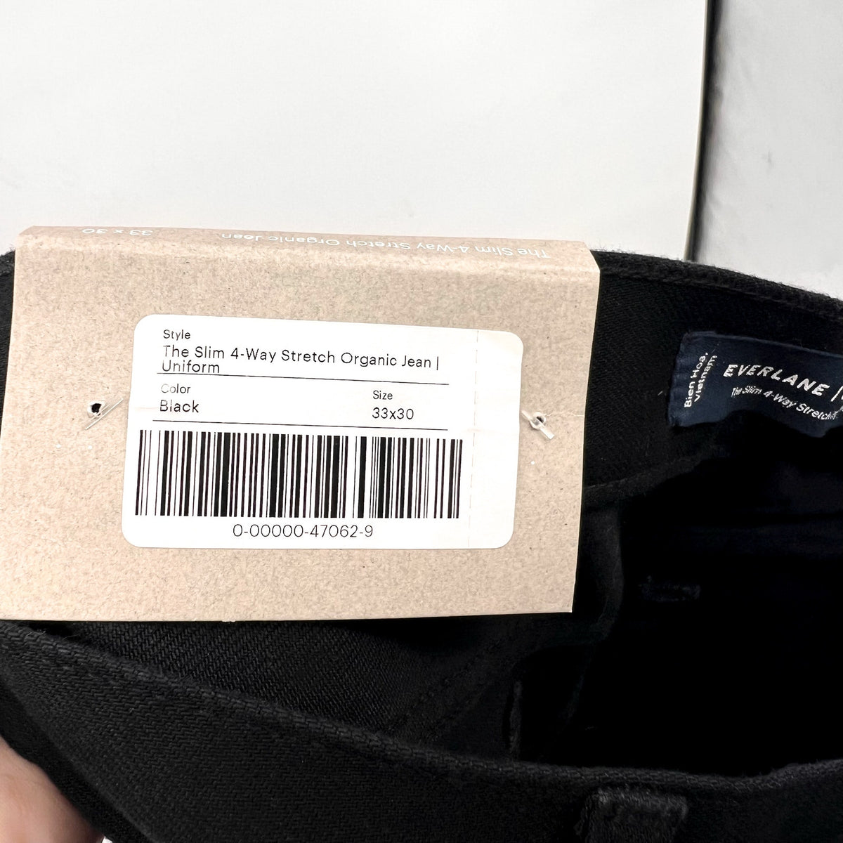 EVERLANE Uniform Men's Slim Jeans 33x30 Black 4-Way Stretch Organic Cotton NWT