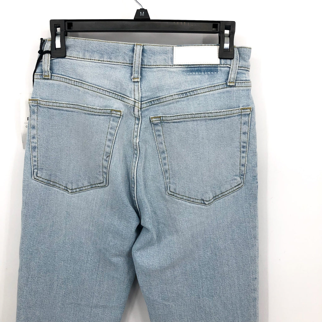 RE/DONE Womens 80s Slim Straight Jeans Size 26 US 2 Icy Blue Hole Button Fly NWT