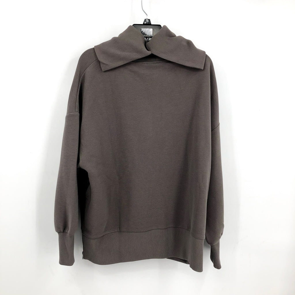 VARLEY Women's Milton Sweatshirt Large Deep Charcoal Ottoman Rib Long Sleeve NWT