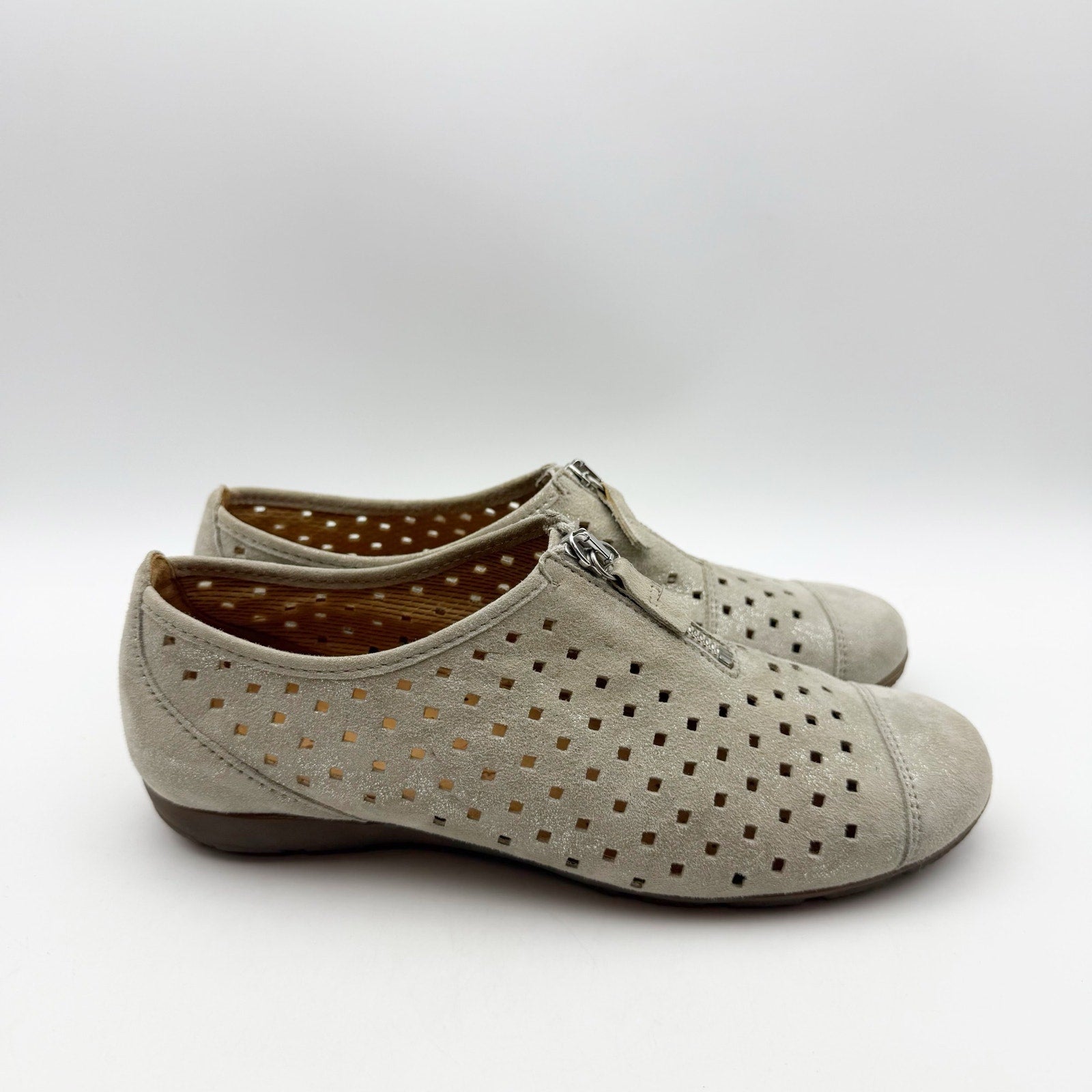 Gabor Womens 84.164 Hovercraft Flats Shoes US 6 UK 3.5 Grey Nubuck Leather NWOB