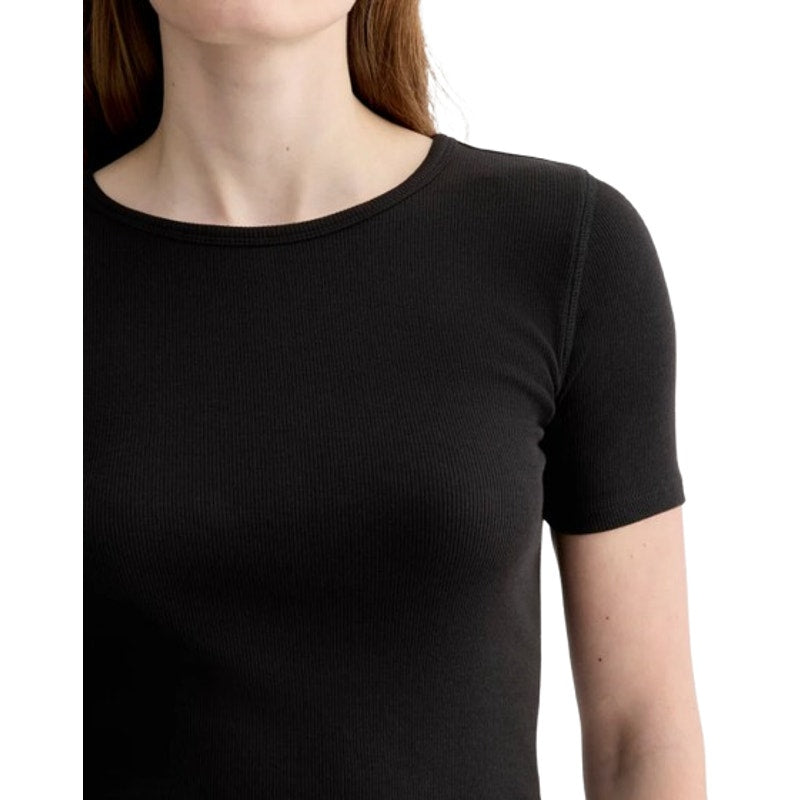 EVERLANE Women's The Luxe Rib Crew Tee XXS Black Short Sleeve Supima Cotton NWT