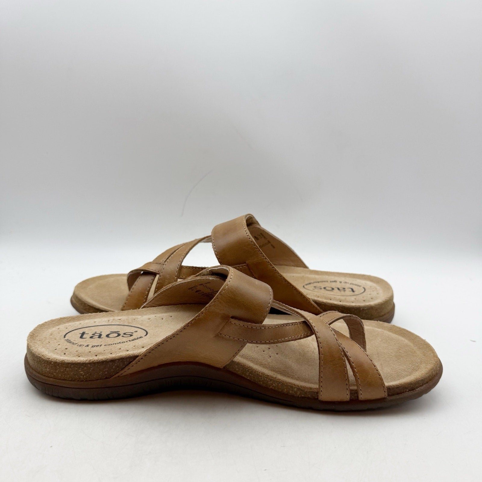 Taos Womens Perfect Toe Loop Sandals Size 10 M Tan Leather NIB