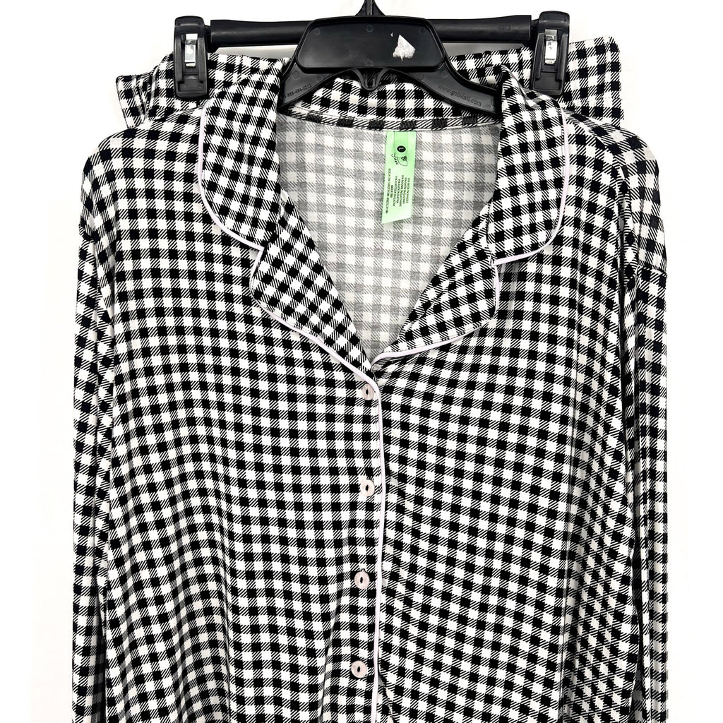 HONEYDEW Womens All American Long Sleeve Top Pants Pajamas Large Black White NWT