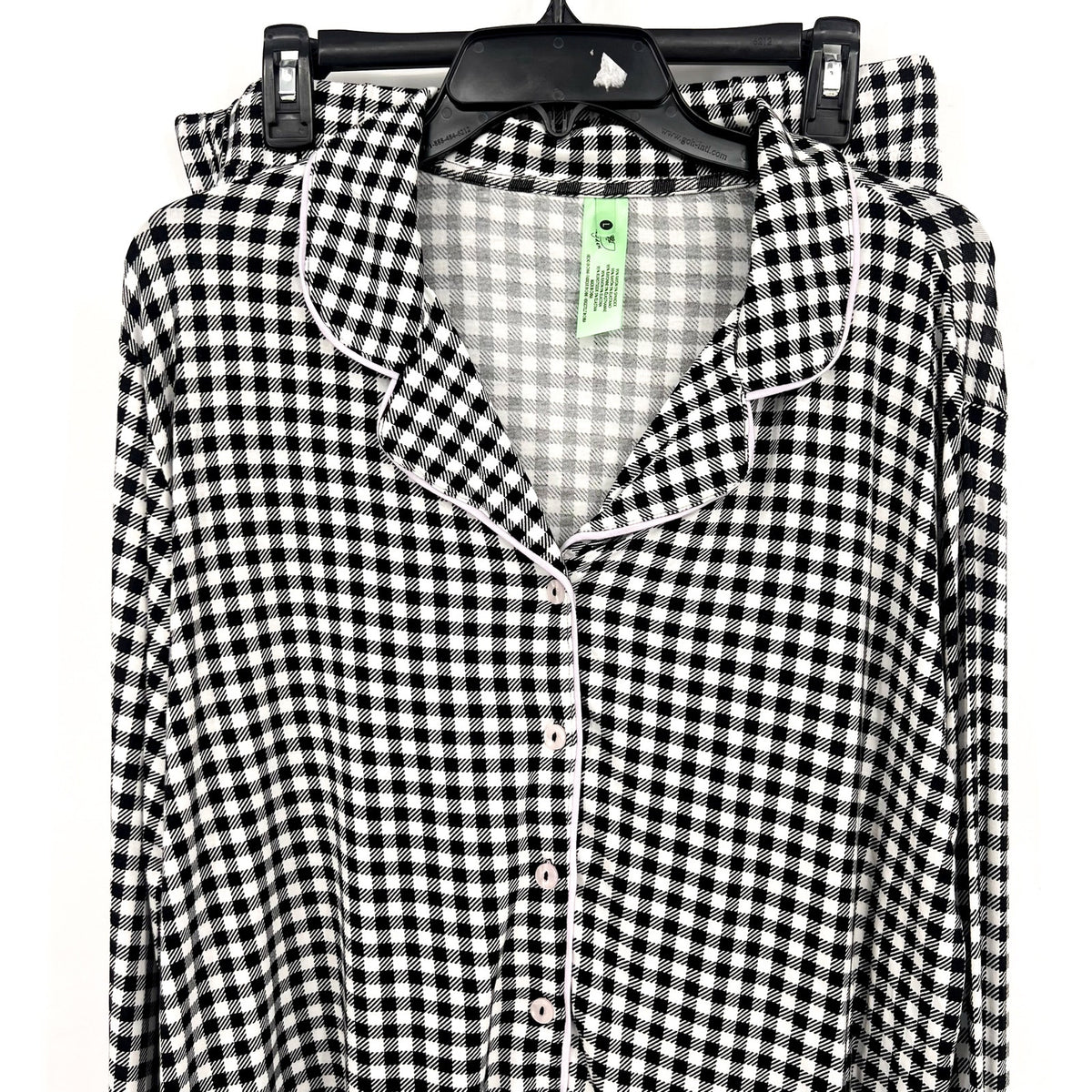 HONEYDEW Womens All American Long Sleeve Top Pants Pajamas Large Black White NWT