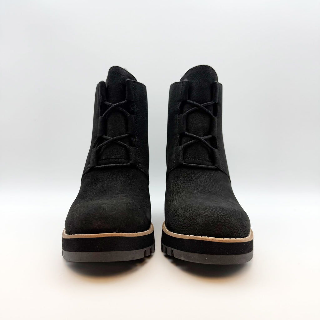 Eileen Fisher Women’s Alpine Ankle Boots Size 9 Black Leather Lace Up Wedge NIB